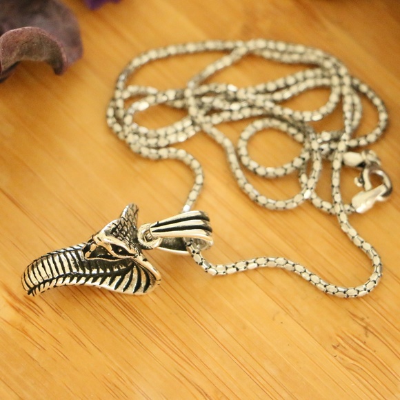 925 Sterling Silver COBRA Men's Necklace - Picture 5 of 7